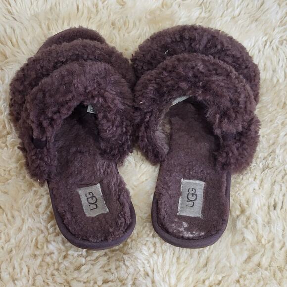 UGG Women's Maxi Curly Shearling Scuffetta Chocolate brown size 9 - Picture 2 of 5